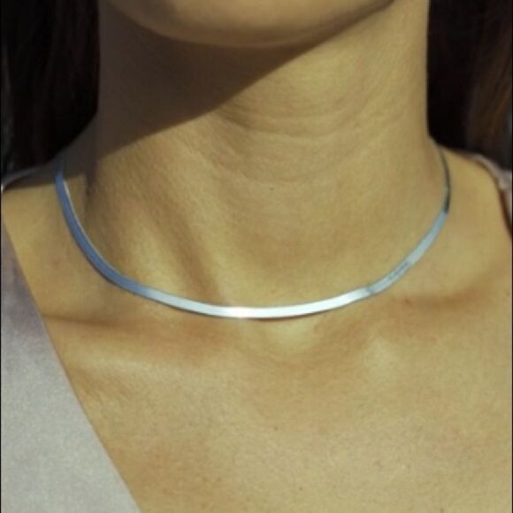 Sterling Silver Herringbone Snake Necklace - Picture 1 of 8